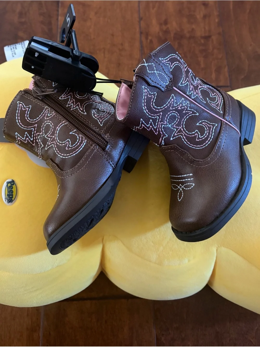 ❤️Kids Brown and Pink Cowboy Boots New Size 5 Wonder Nation
